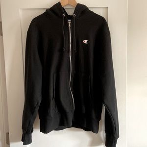 Champion Reverse weave black zip up hoodie medium